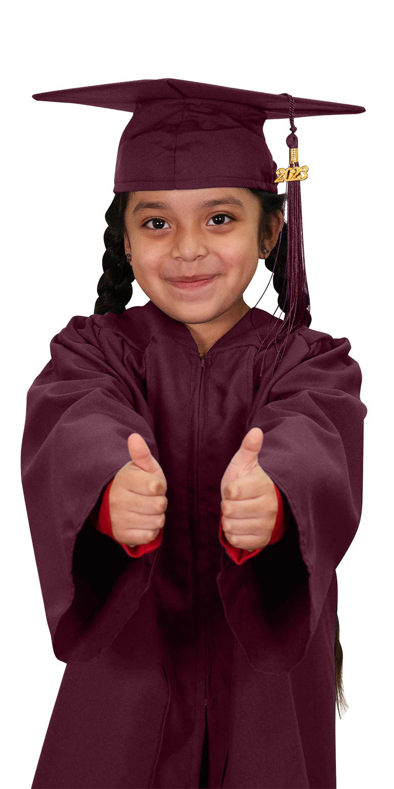 Kids Maroon Graduation Cap & Gown - Preschool & Kindergarten