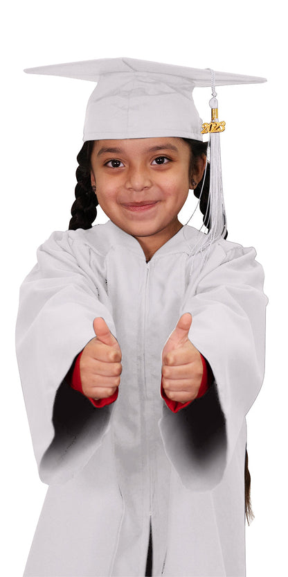 Kids White Graduation Cap & Gown - Preschool & Kindergarten