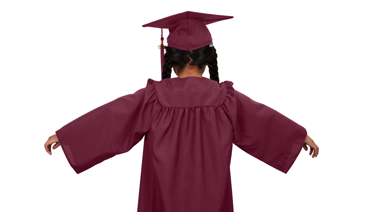 Kids Maroon Graduation Cap & Gown - Preschool & Kindergarten